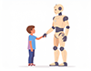 人間とロボットが握手するイラスト