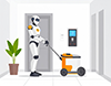 床掃除をするロボットの無料イラスト