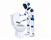 ロボットがトイレを掃除している無料イラスト