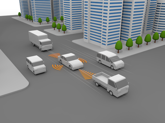 街中 | 自動運転車 | レーダー | 感知 - テクノロジー / 技術開発 / 写真 / 3D / 科学 / イラスト / フォト / 無料 / 機械