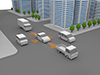 City | Self-driving car | Radar | Sensing-Technology | Illustration | Free material
