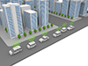 Traffic jams | City | Self-driving cars | Radar-Technology | Illustrations | Free material