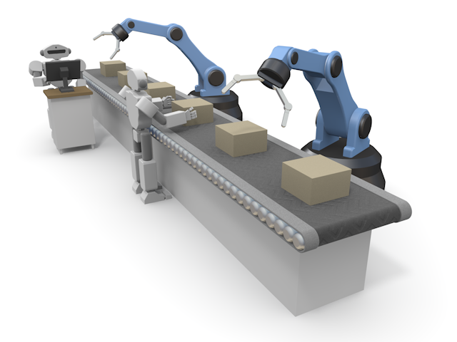 働く機械｜工場｜ロボットが作業する - テクノロジー / 技術開発 / 写真 / 3D / 科学 / イラスト / フォト / 無料 / 機械