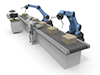 働く機械｜工場｜ロボットが作業する - テクノロジー｜イラスト｜フリー素材