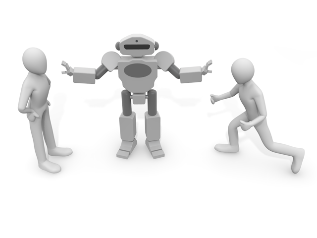 ケンカの仲裁に入るロボット｜言い争いをする人間 - テクノロジー / 技術開発 / 写真 / 3D / 科学 / イラスト / フォト / 無料 / 機械