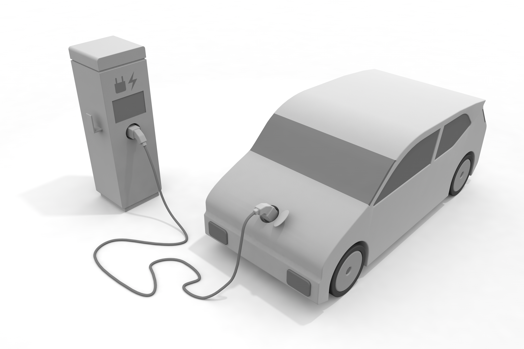 EV / Charging / Quick charging equipment / EV / QUICK --Illustration / 3D rendering / Free material / Commercial use OK