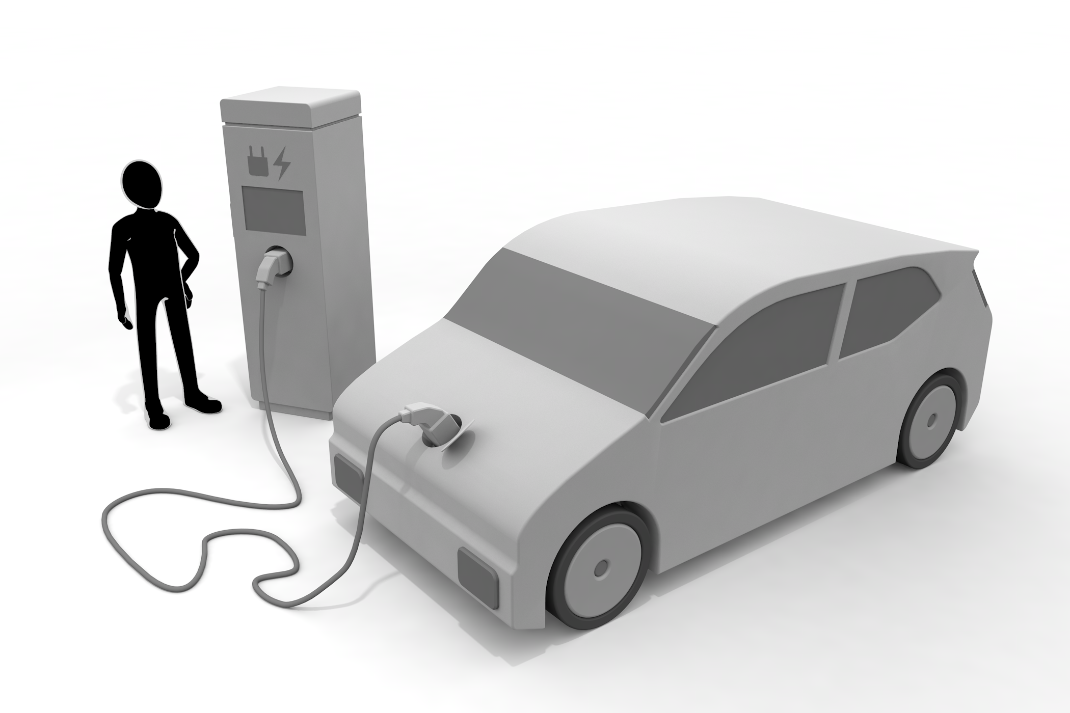 Basic information on electric vehicles / Equipped with engine / Charging spot search --Illustration / 3D rendering / Free material / Commercial use OK