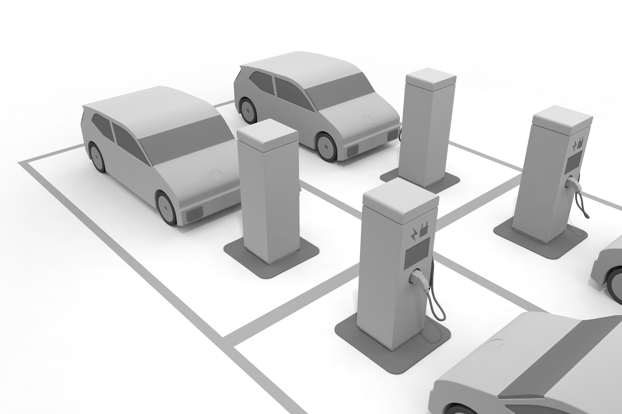 Lithium / In-vehicle / Battery / Charging / Highway / Highway-Illustration / 3D rendering / Free material / Commercial use OK