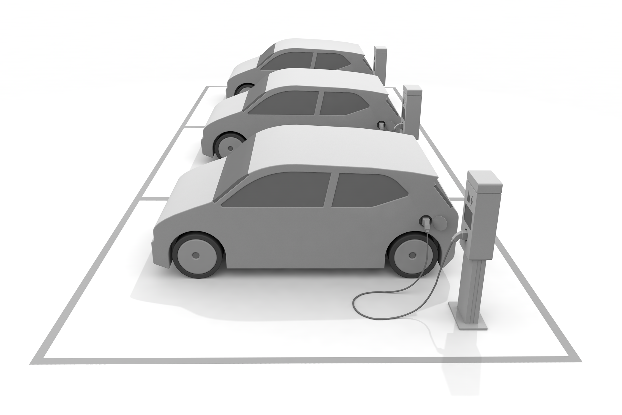 Car / Electric car / Battery / Decarbonized / EV / Semiconductor-Illustration / 3D rendering / Free material / Commercial use OK